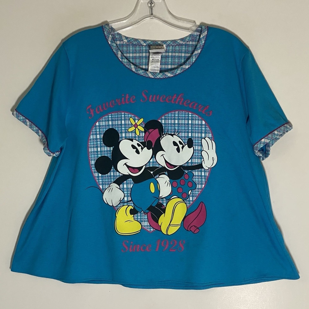 Vintage Disney Mickey & Co Shirt Womens Medium Graphic Sleepwear Sweathearts 90s